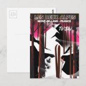 Les Deux Alpes, Frankrijk ski reisposter Briefkaart (Voorkant / Achterkant)