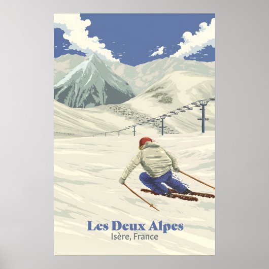 Les Deux Alpes Skigebied Reisposter Poster (Voorkant)