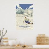Les Deux Alpes Skigebied Reisposter Poster (Keuken)