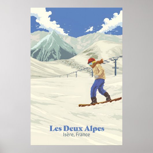 Les Deux Alpes Snowboarden Reisposter Poster (Voorkant)