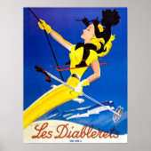 Les Diablerets, vrouw op skilift Poster (Voorkant)