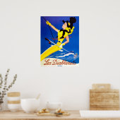Les Diablerets, vrouw op skilift Poster (Keuken)