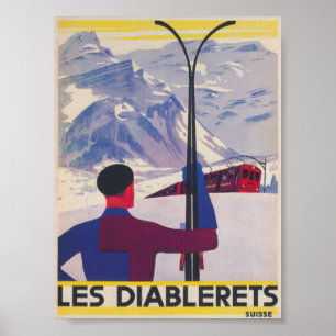 Les Diablerets Zwitserland  Ski Poster