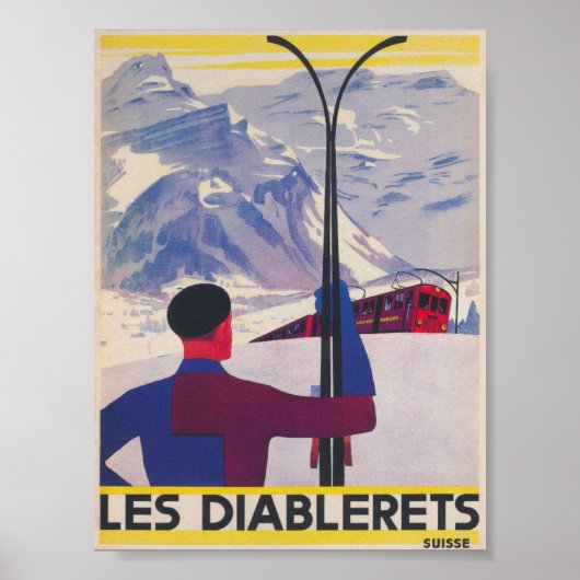 Les Diablerets Zwitserland Ski Poster (Voorkant)