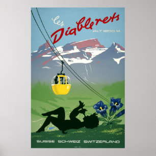 Les Diablerets, Zwitserland, Vintage Travel Poster