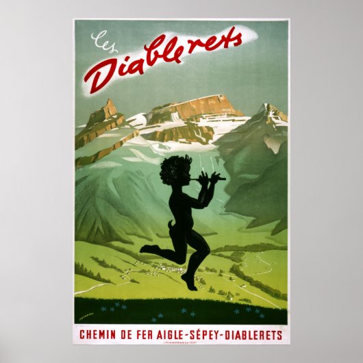 Les Diablerets, Zwitserland, Vintage Travel Poster (Voorkant)