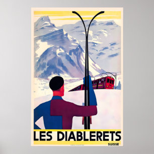 Les Diablerets Zwitserse Alpen Zwitserland Ski Oud Poster