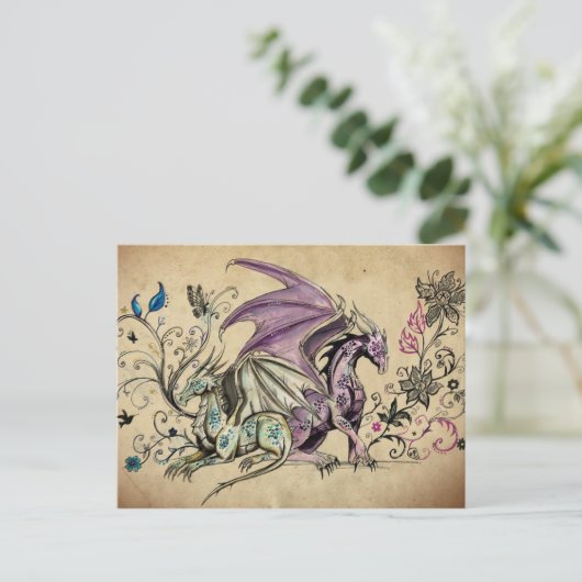 Les dragons fleuris - briefkaart (Staand voorkant)