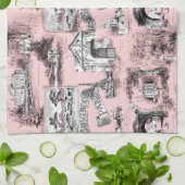 Les Environs de Paris ~ Dauphine Pink Theedoek (Gevouwen)