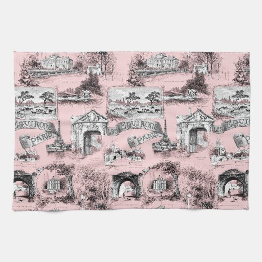 Les Environs de Paris ~ Dauphine Pink Theedoek (Horizontaal)