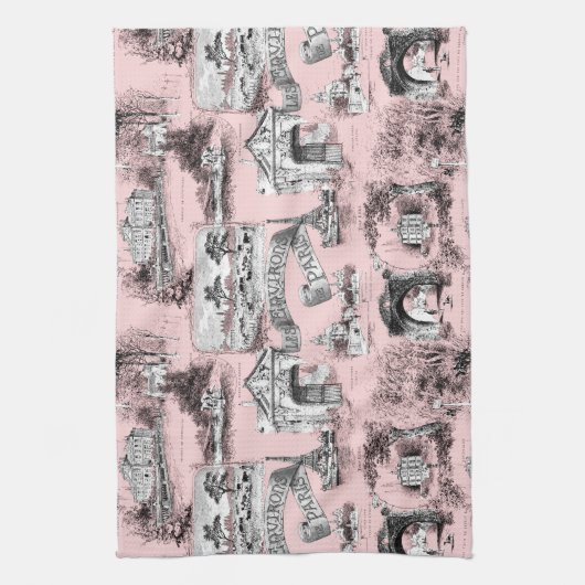 Les Environs de Paris ~ Dauphine Pink Theedoek (Verticaal)