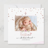 Les etoiles d'or roos Faire-part de Baptême Kaart (Voorkant)