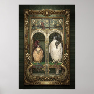 Les Faucons de l'Est - Art Nouveau Valkenjacht Poster