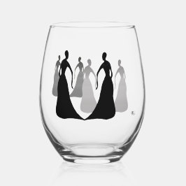 Les Femmes Black and Gray Steel 16oz.Wineglas Wijnglas Zonder Voet
