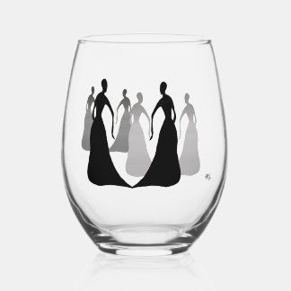 Les Femmes Black and Gray Steel 16oz.Wineglas Wijnglas Zonder Voet