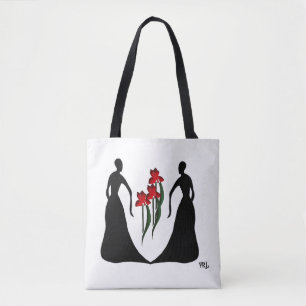 Les Femmes Bold Red Irises Gepersonaliseerde Boods Tote Bag