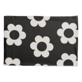 Les Fleurs 02 Black en White Floral Retro Flowers Kussensloop (Achterkant)