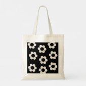 Les Fleurs 02 Black en White Floral Retro Flowers Tote Bag (Achterkant)