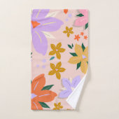 Les Fleurs 04 Retro Kleurrijke Bloemen Bad Handdoek (Handdoek)