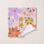 Les Fleurs 04 Retro Kleurrijke Bloemen Bad Handdoek (Wasdoekje)
