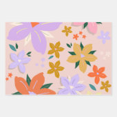 Les Fleurs 04 Retro Kleurrijke Bloemen Inpakpapier Vel (Voorkant 3)