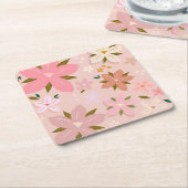 Les Fleurs 05 Bloemen Patroon Blush Roze Bloemen Kartonnen Onderzetters (Schuin)