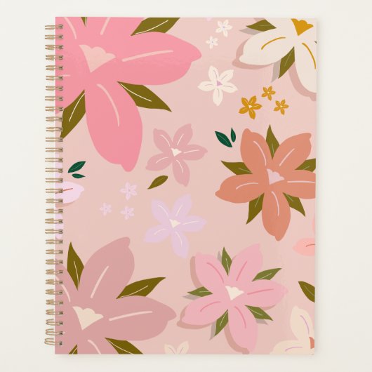 Les Fleurs 05 Bloemen Patroon Blush Roze Bloemen Planner (Voorkant)