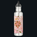 Les Fleurs 05 Bloemen Patroon Blush Roze Bloemen Waterfles<br><div class="desc">Abstract retro bloemmotief - Les Fleurs - Blush en Pink Flowers.</div>