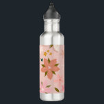 Les Fleurs 05 Bloemen Patroon Blush Roze Bloemen Waterfles<br><div class="desc">Abstract retro bloemmotief - Les Fleurs - Blush en Pink Flowers.</div>