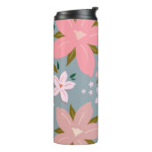 Les Fleurs 06 Bloemmotief Blauw en Blozend Bloemen Thermosbeker (Gedraaid links)