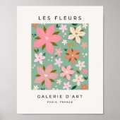 Les Fleurs 07 Abstracte Bloemen Groene Blozen Bloe Poster (Voorkant)