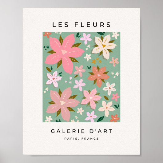 Les Fleurs 07 Abstracte Bloemen Groene Blozen Bloe Poster (Voorkant)