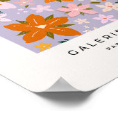 Les Fleurs 08 Retro Bloemen Paarse Bloemen Poster (Hoek)