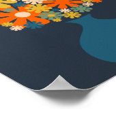 Les Fleurs Cheerful Retro Flowers in Vase Blue Poster (Hoek)