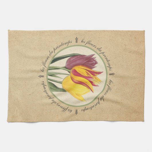 Les Fleurs du Printemps Tulips Theedoek (Horizontaal)