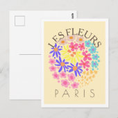 Les Fleurs Paris kleurrijk Briefkaart (Voorkant / Achterkant)