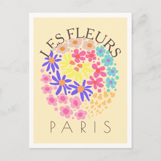 Les Fleurs Paris kleurrijk Briefkaart (Voorkant)