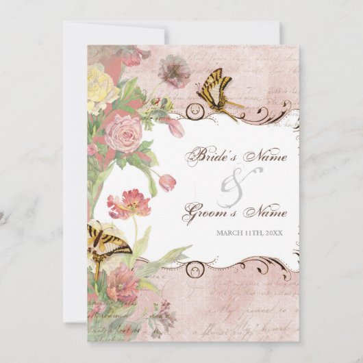 Les Fleurs Peony Roos Tulip Floral Flowers Weddens Kaart (Achterkant)