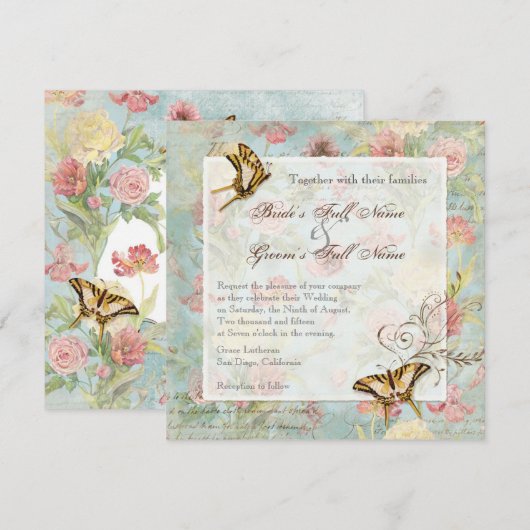 Les Fleurs Peony Roos Tulip Floral Flowers Weddens Kaart (Voorkant / Achterkant)