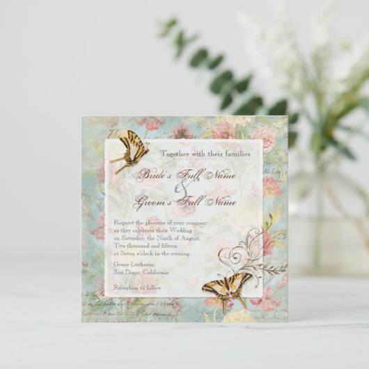 Les Fleurs Peony Roos Tulip Floral Flowers Weddens Kaart (Staand voorkant)