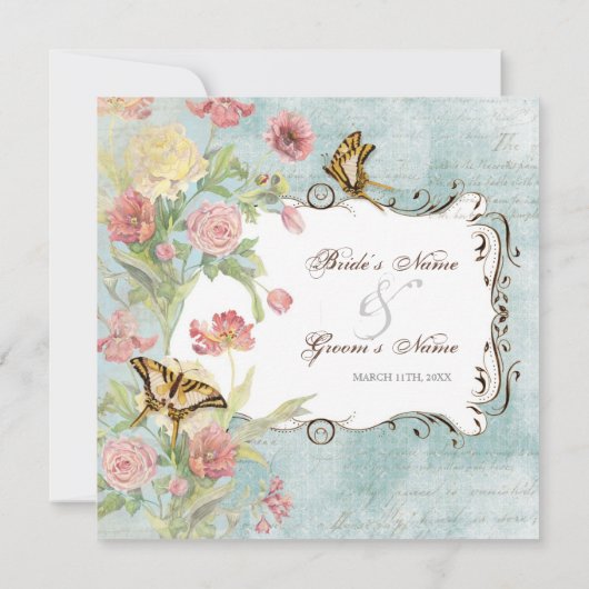 Les Fleurs Peony Roos Tulip Floral Flowers Weddens Kaart (Achterkant)