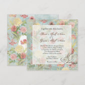 Les Fleurs Peony Roos Tulip Floral Flowers Weddens Kaart (Voorkant / Achterkant)