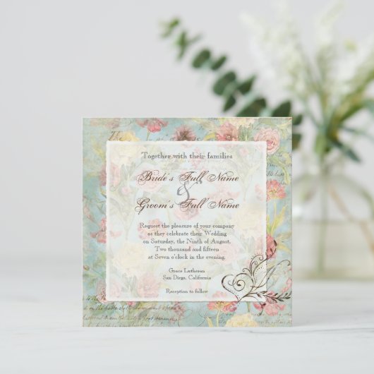 Les Fleurs Peony Roos Tulip Floral Flowers Weddens Kaart (Staand voorkant)