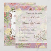 Les Fleurs Peony Roos Tulip Floral Flowers Weddens Kaart (Voorkant / Achterkant)