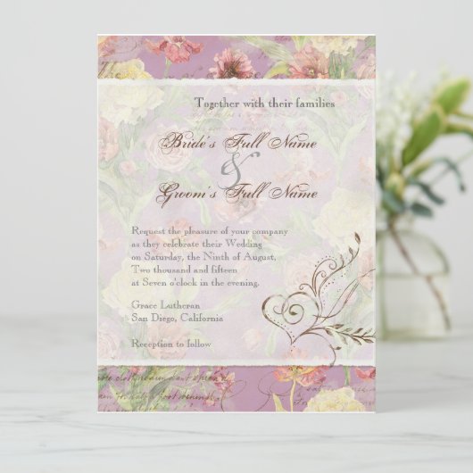 Les Fleurs Peony Roos Tulip Floral Flowers Weddens Kaart (Staand voorkant)