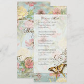 Les Fleurs Peony Roos Tulip Floral Flowers Weddens Menu (Voorkant / Achterkant)