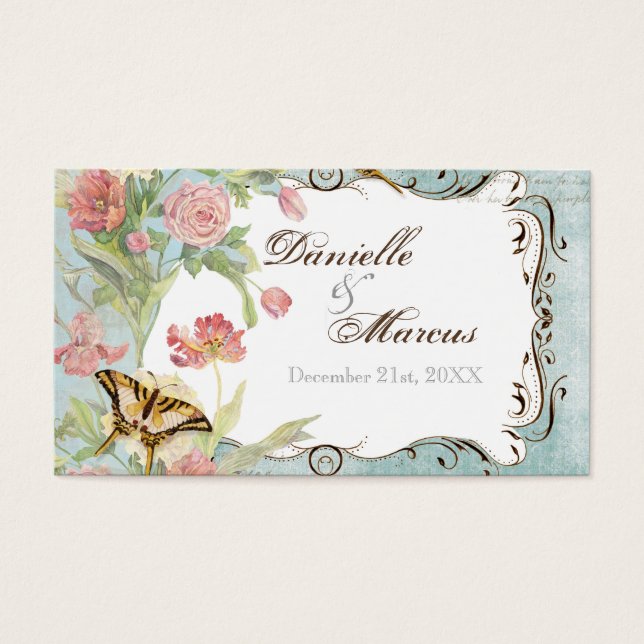 Les Fleurs Peony Roos Tulip Floral Flowers Weddens Visitekaartje (Voorkant)