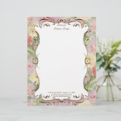 Les Fleurs Peony Roos Tulip Floral Stationery Gepersonaliseerd Briefhoofd (Staand voorkant)