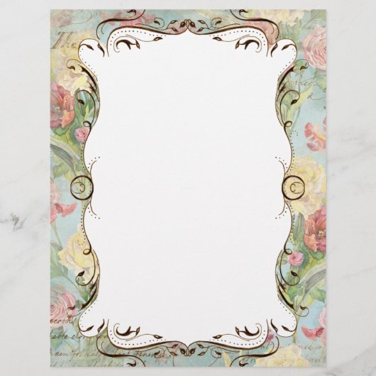 Les Fleurs Peony Roos Tulip Floral Stationery Pg 2 (Voorkant)