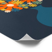 Les Fleurs Retro Flowers in Vase Blue Oranje Poster (Hoek)